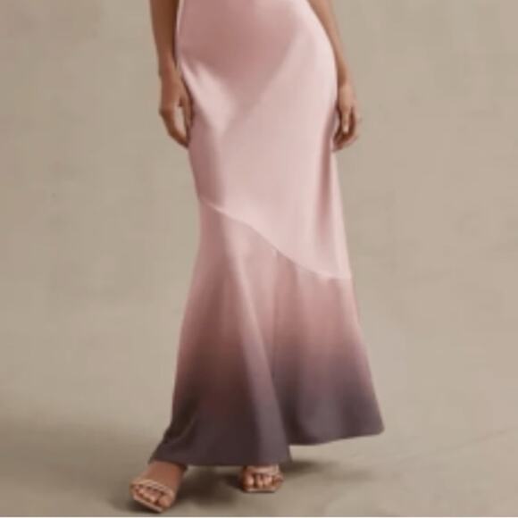 Significant Other Satin Maxi Dress Pink Ombré Tie Back Size 6 Elegant Cocktail - Picture 5 of 10